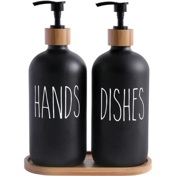 Other - Glass Soap Dispenser Set for Hand and Dish Soap Dispenser. Matte Black